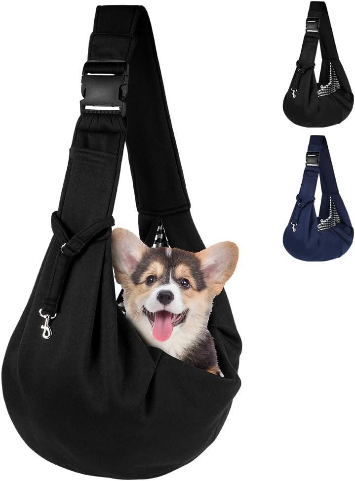 CUBY Dog & Cat Sling Carrier - Hands-Free Pet Carrier With Safety Hook For Small Pets Up To 17lbs